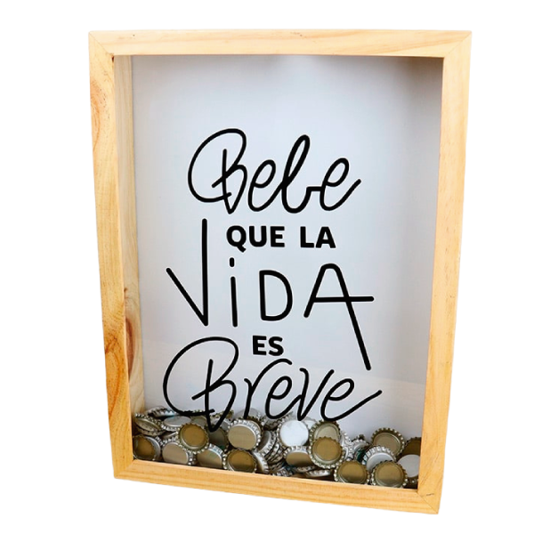 MS Regalos Personalizados | Alcancía de Corchos/Chapas | Bebe que la vida es breve | My Sign Lima Peru
