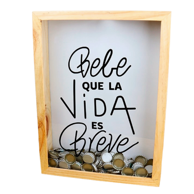 MS Regalos Personalizados | Alcancía de Corchos/Chapas | Bebe que la vida es breve | My Sign Lima Peru