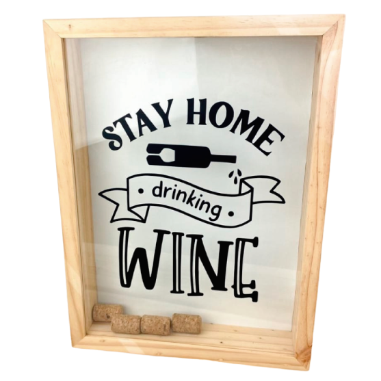 MS Regalos Personalizados | Alcancía de Corchos | Stay home drinking wine | My Sign Lima Peru
