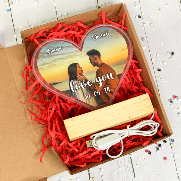 Cuadro acrilico personalizado corazón led luz 2 - MS Regalos Personalizados Lima Peru