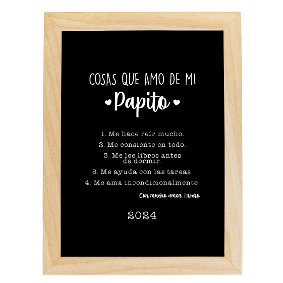MS Regalos Personalizados | Cuadro personalizado | Cosas que amo de mi papito | My Sign Lima Peru