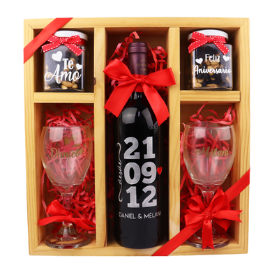MS Regalos Personalizados | Gift Set | Vino c/copas y frutos secos | My Sign Lima Peru