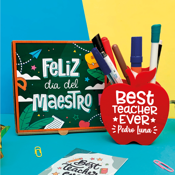 MS Regalos Personalizados | Portalapicero manzana | Best teacher ever | My Sign Lima Peru