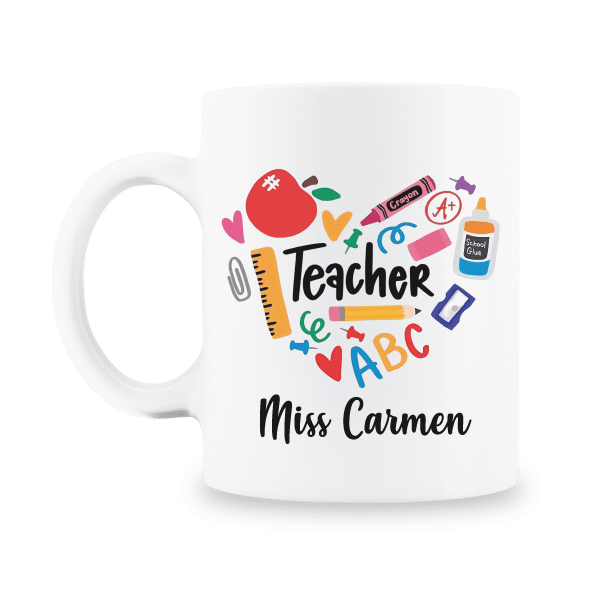 MS Regalos Personalizados | Taza personalizada | Teacher corazón | My Sign Lima Peru