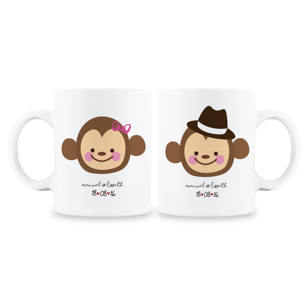 MS Regalos Personalizados | Tazas pareja personalizadas | Monitos 02 | My Sign Lima Peru