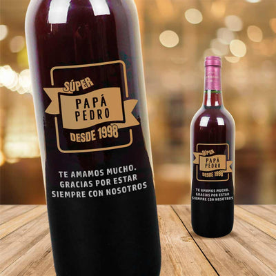 MS Regalos Personalizados | Vino Personalizado | Super papá | My Sign Lima Peru