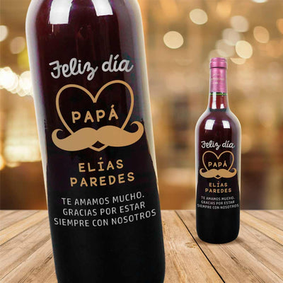 MS Regalos Personalizados | Vino Personalizado | Te amamos mucho papá | My Sign Lima Peru