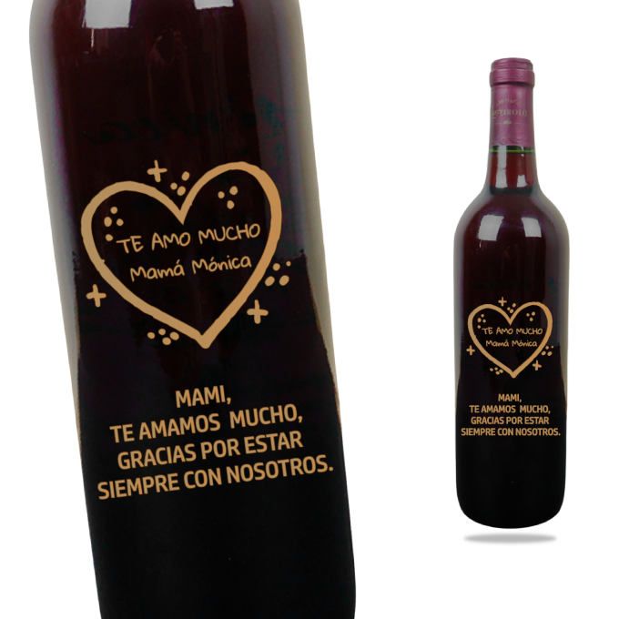 MS Regalos Personalizados | Vino Personalizado | Te amo mamá | My Sign Lima Peru