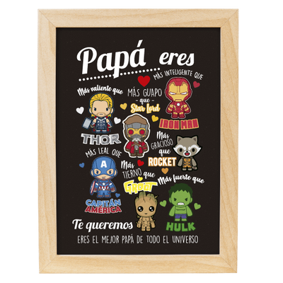 MS Regalos Personalizados | Cuadro personalizado | Papá Marvel | My Sign Lima Peru