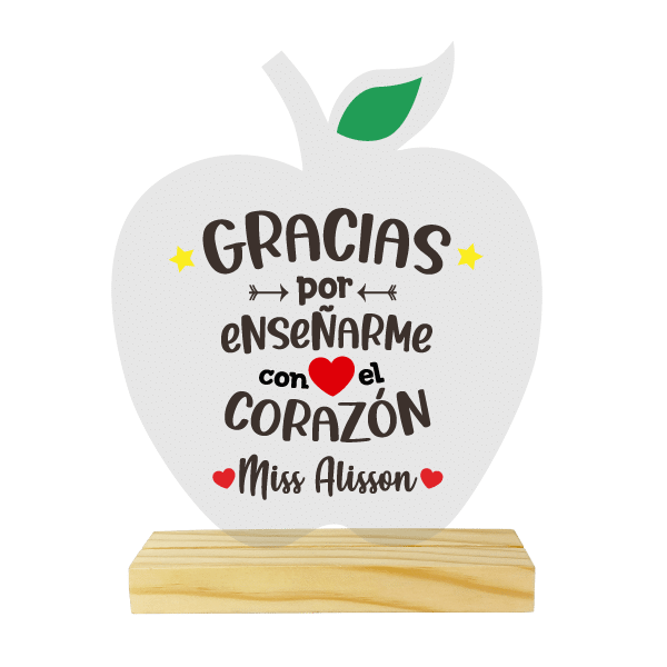 MS Regalos Personalizados | Cuadro Acrílico Manzana| Gracias por enseñarme... | My Sign Lima Peru