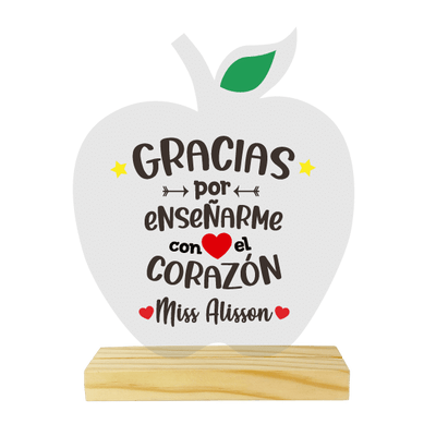 MS Regalos Personalizados | Cuadro Acrílico Manzana| Gracias por enseñarme... | My Sign Lima Peru