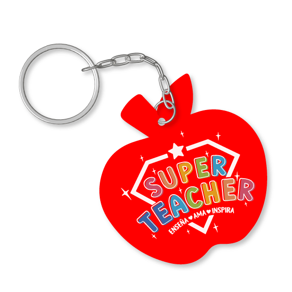 MS Regalos Personalizados | Llavero manzana | Super Teacher | My Sign Lima Peru
