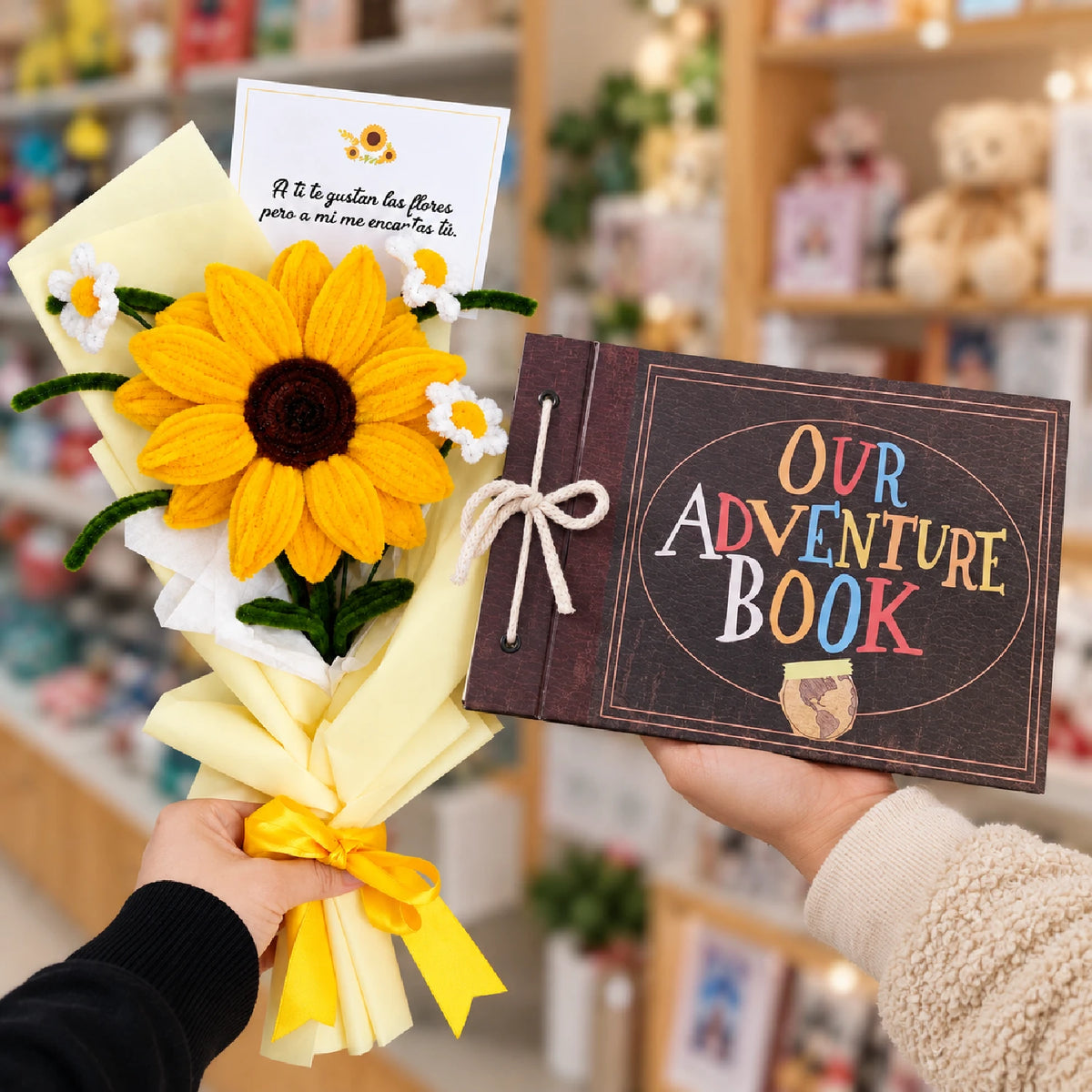 Ramo Girasol Eterno + Álbum Our Adventure Book