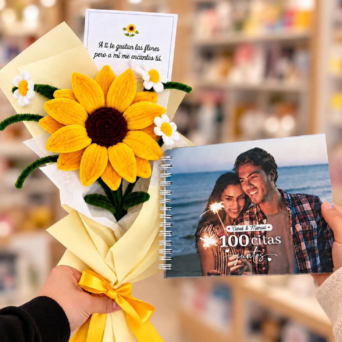 Ramo Girasol Eterno + Álbum 100 citas