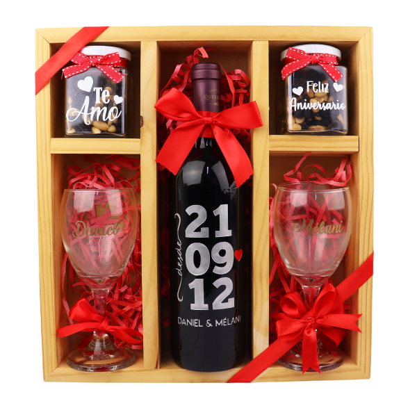 MS Regalos Personalizados | Gift Set | Vino c/copas y frutos secos | My Sign Lima Peru