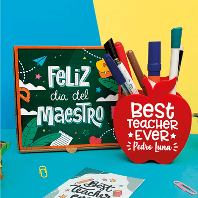 MS Regalos Personalizados | Portalapicero manzana | Best teacher ever | My Sign Lima Peru