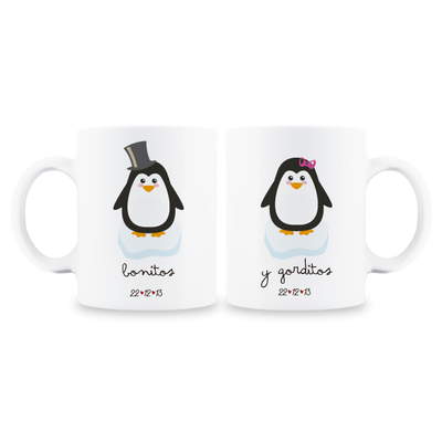 MS Regalos Personalizados | Tazas pareja personalizadas | Pingüino 02 | My Sign Lima Peru